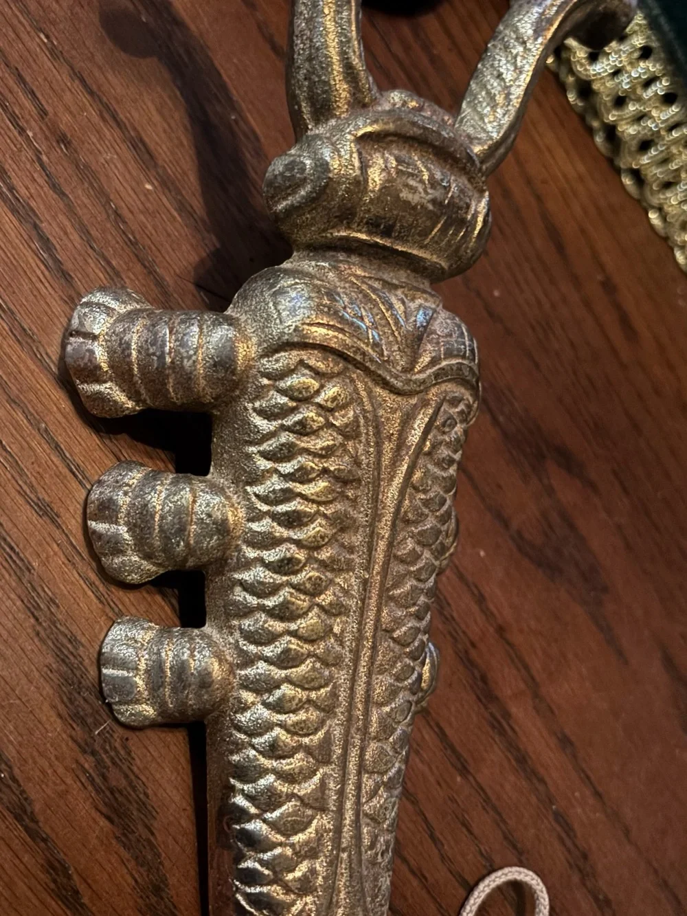 Vintage Cast Iron Beetle Boot Jack Taiwan Gold Tone Boot Puller Decor – $45